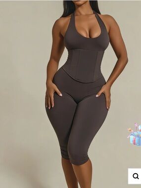 Shapeshe Halter Waist-Sculpting 2 piece  in Dark Brown size L
